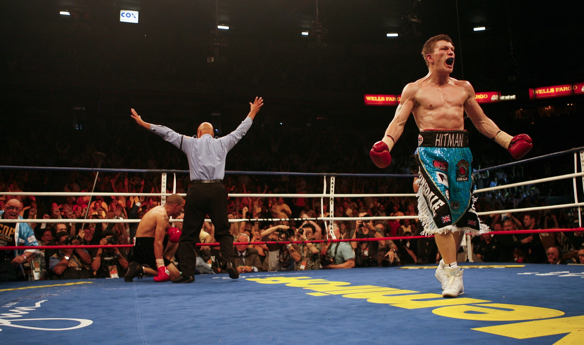 Ricky Hatton celebrating in the ring after his win over Jose Luis Castillo